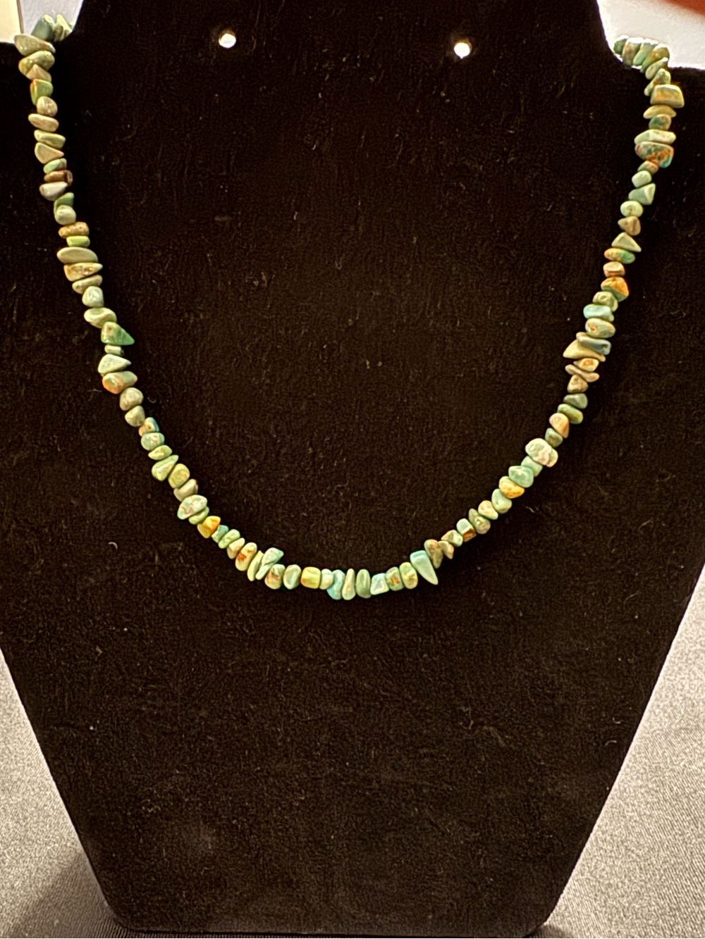 Genuine Turquoise Chip Necklace - 16” - Sterling Silver Clasp